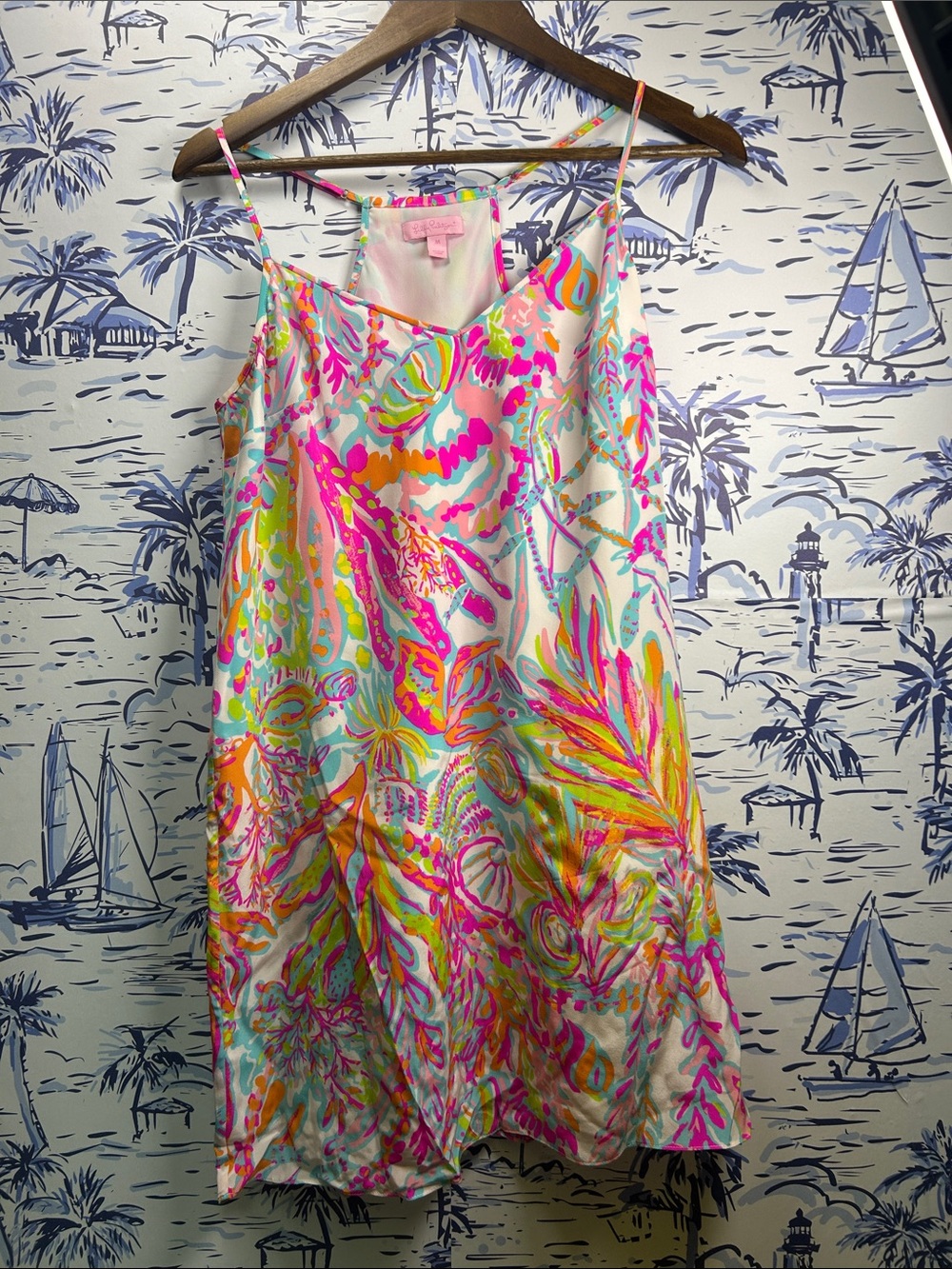 Lilly Pulitzer Mini Dress in Pink, Orange, Yellow & Green Tropical Print